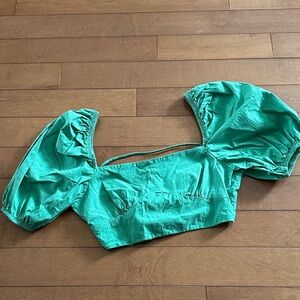 Zara Vibrant Green Puff Sleeve Crop Top